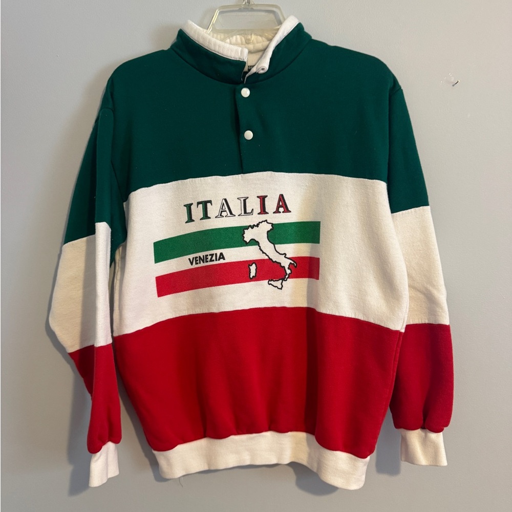Vintage Italia Venezia Men's Sweatshirt- Green, White, and Red - Medium